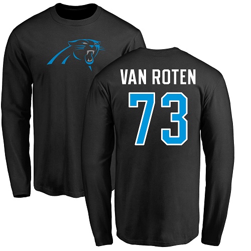 Carolina Panthers Men Black Greg Van Roten Name and Number Logo NFL Football #73 Long Sleeve T Shirt->carolina panthers->NFL Jersey